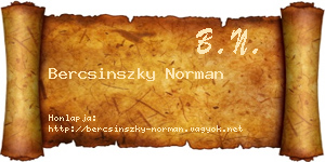 Bercsinszky Norman névjegykártya